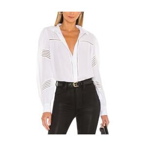 7 For All Mankind 'Lace' White Long Sleeve Shirt Size XS